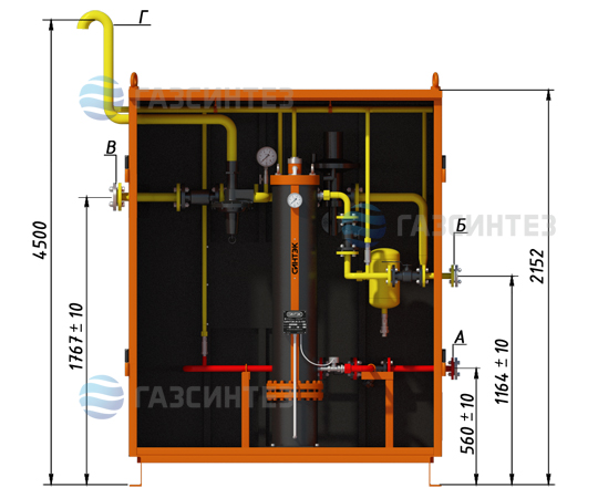 Габаритная схема электрической испарительной установки СИНТЭК-И-Э-400